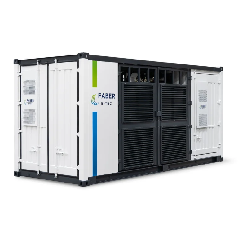 Trafo Containerstation für Solarparks, Trafostation im Container 45° Ansicht