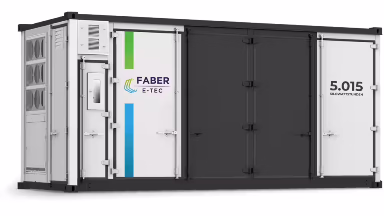 BESS-Container von Faber E-Tec mit 5.015 kWh Speicherkapazität (Visualisierung)