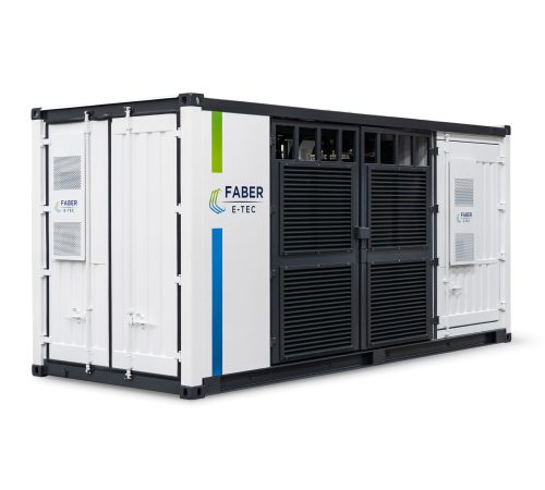 Trafo Containerstation für Solarparks, Trafostation im Container 45° Ansicht