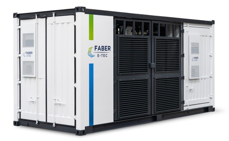 Trafo Containerstation für Solarparks, Trafostation im Container 45° Ansicht